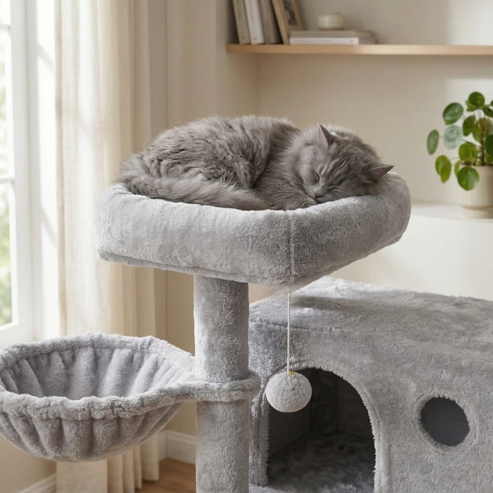 Chat Confort Arbre à Chat Gris Arbre à Chat Gris – Offrez à Votre Chat un Coin de Paradis Unique