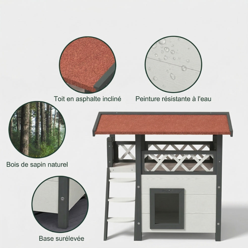 Maison Pour Chat - Escalier Et Balcon