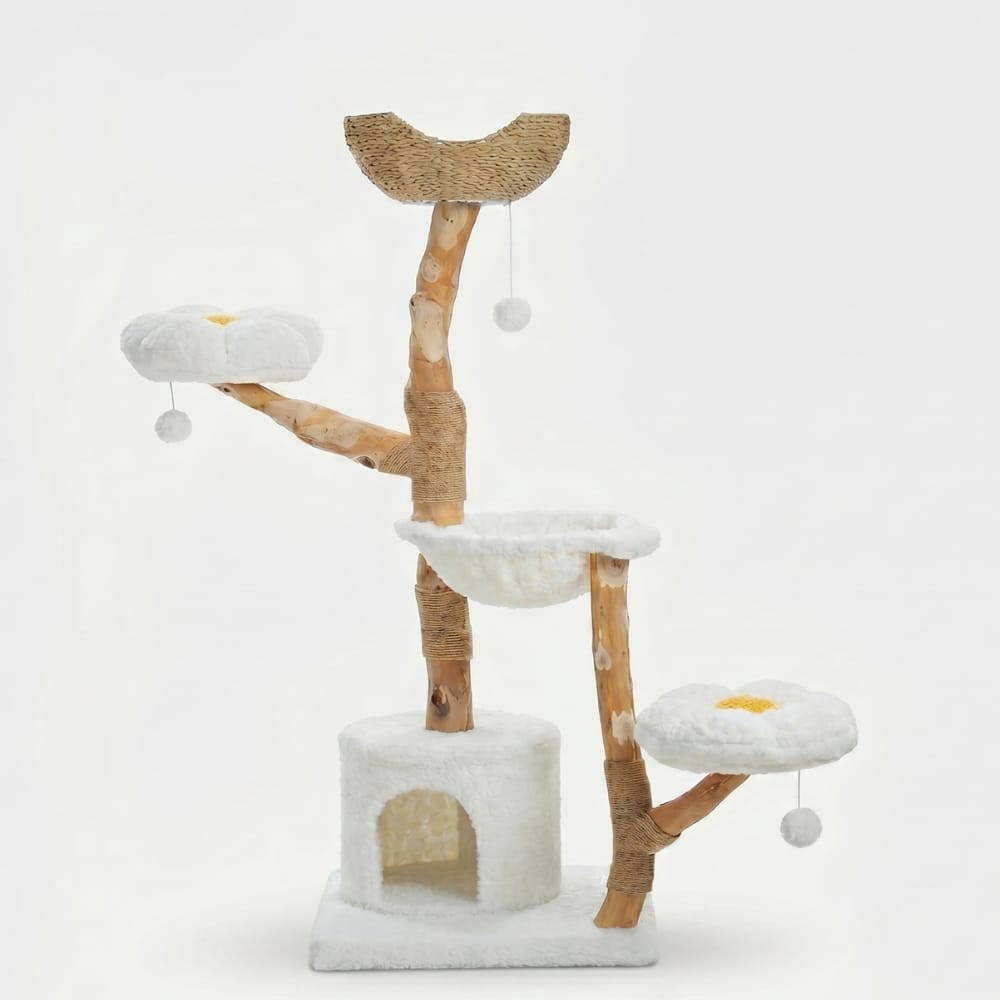 Chat Confort Arbre à Chat Bois et Blanc Arbre à Chat Bois et Blanc - Offrez le confort!