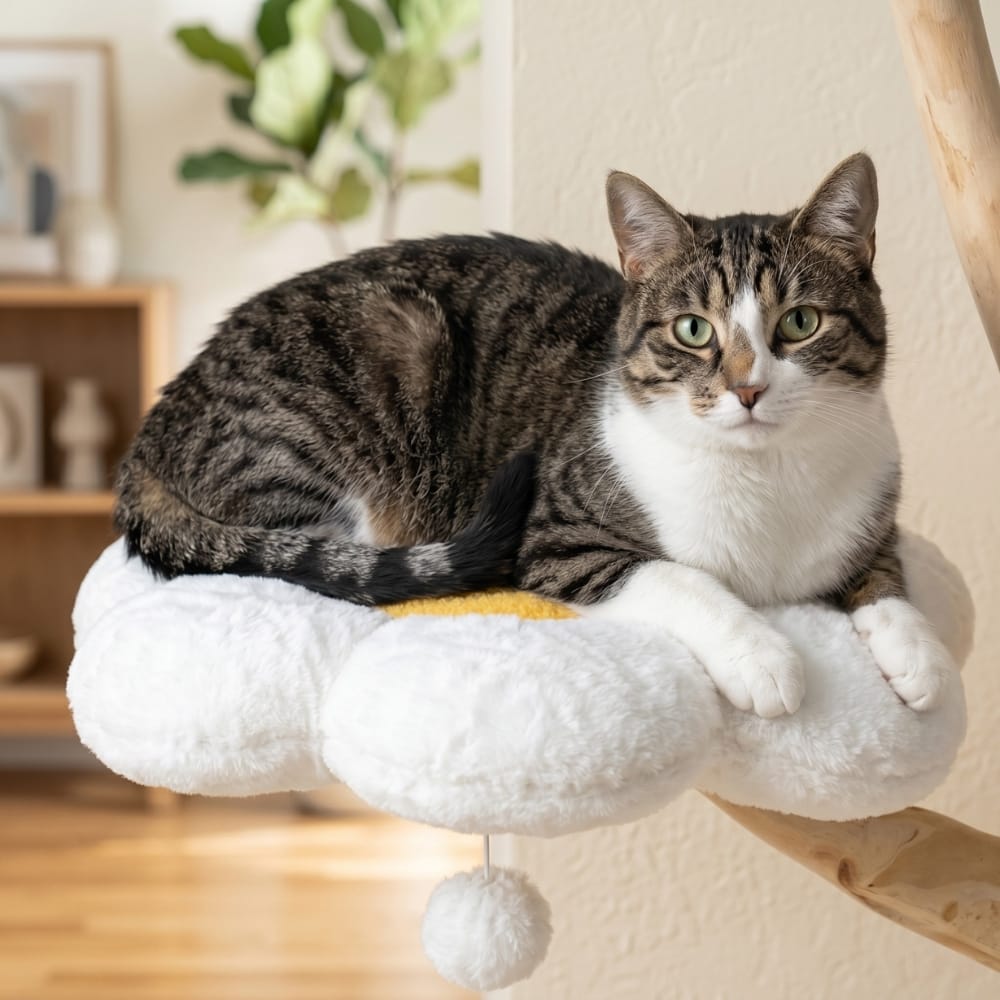 Chat Confort Arbre à Chat Bois et Blanc Arbre à Chat Bois et Blanc - Offrez le confort!