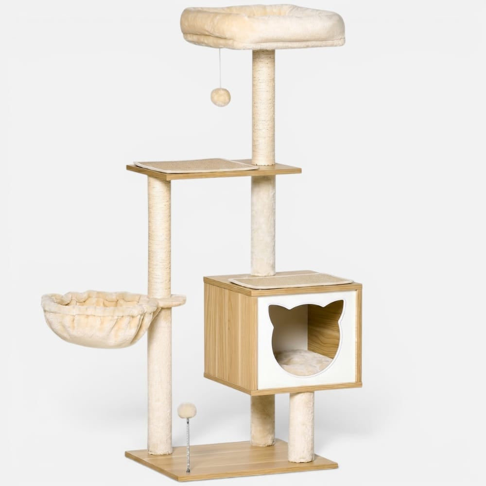 Chat Confort Arbre à Chat Bois Naturel Arbre à Chat Bois Naturel — Adoptez la stabilité