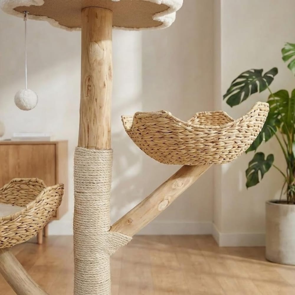 Chat Confort Arbre à Chat en Bois 111 cm Arbre à Chat en Bois 111 cm - Offrez lui un coin douillet