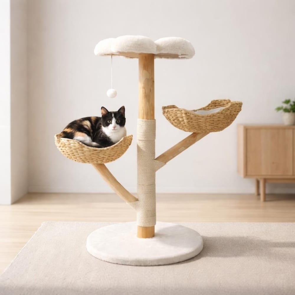 Chat Confort Arbre à Chat en Bois 111 cm Arbre à Chat en Bois 111 cm - Offrez lui un coin douillet