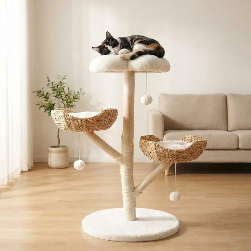 Chat Confort Arbre à Chat en Bois 111 cm Arbre à Chat en Bois 111 cm - Offrez lui un coin douillet