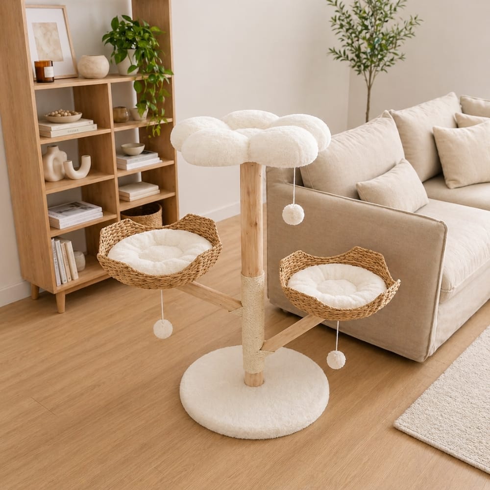 Chat Confort Arbre à Chat en Bois 111 cm Arbre à Chat en Bois 111 cm - Offrez lui un coin douillet