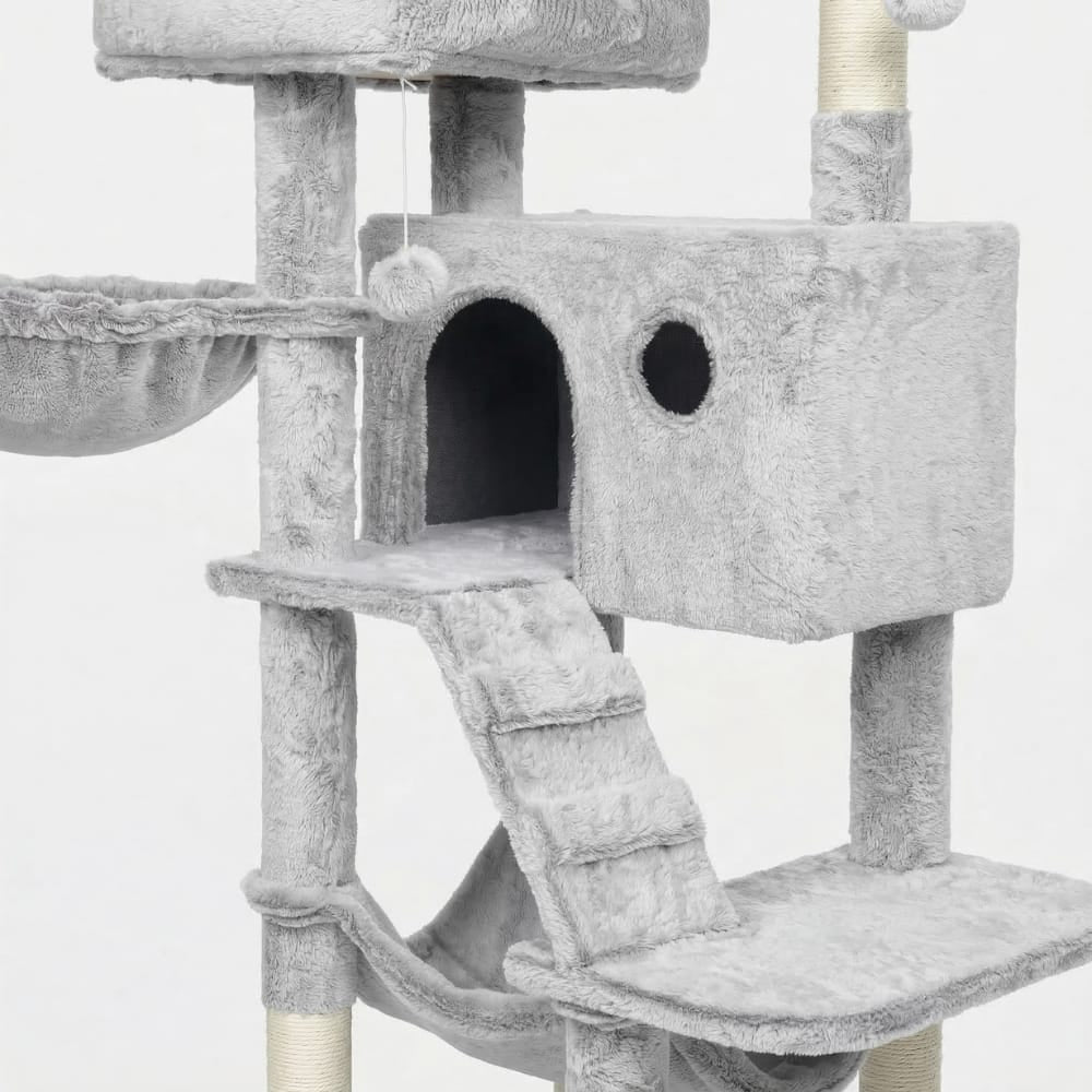 Chat Confort Arbre à Chat Gris Arbre à Chat Gris – Offrez à Votre Chat un Coin de Paradis Unique
