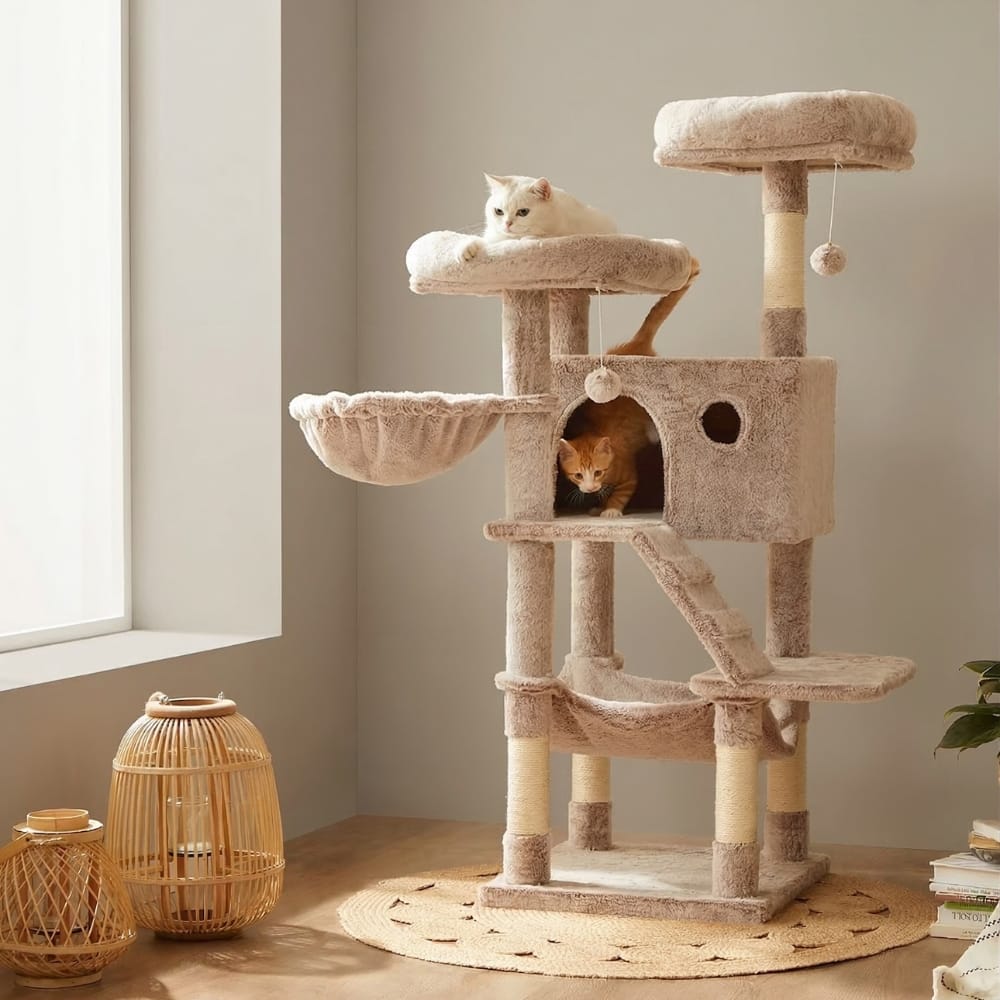 Chat Confort Arbre à Chat Gris Arbre à Chat Gris – Offrez à Votre Chat un Coin de Paradis Unique