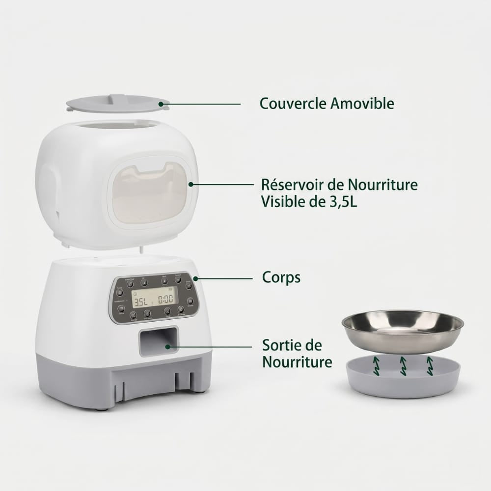 Chat Confort Distributeur de Croquette Programmable 3.5L Distributeur de Croquette 3.5L Programmable Autonome