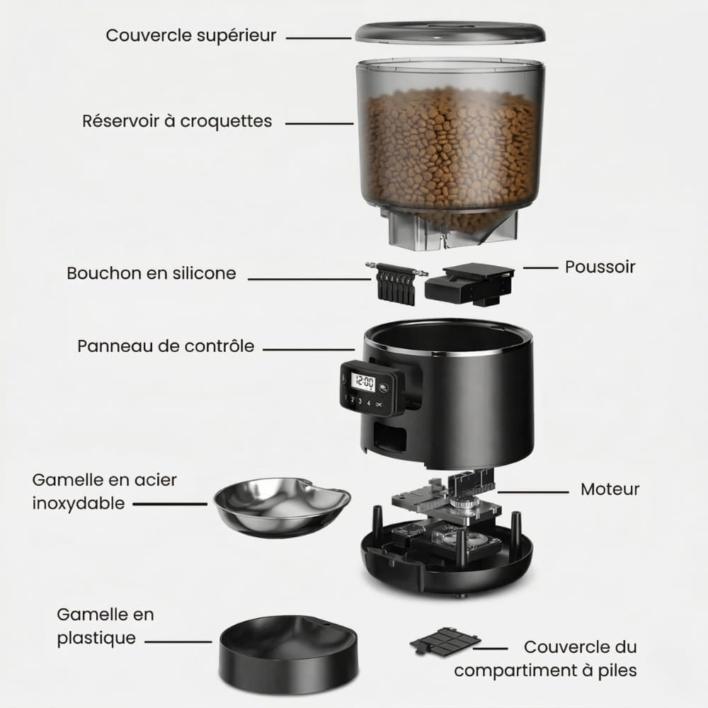 Chat Confort Distributeur de Croquette Programmable 4L Distributeur de Croquette Programmable 4L Sans effort
