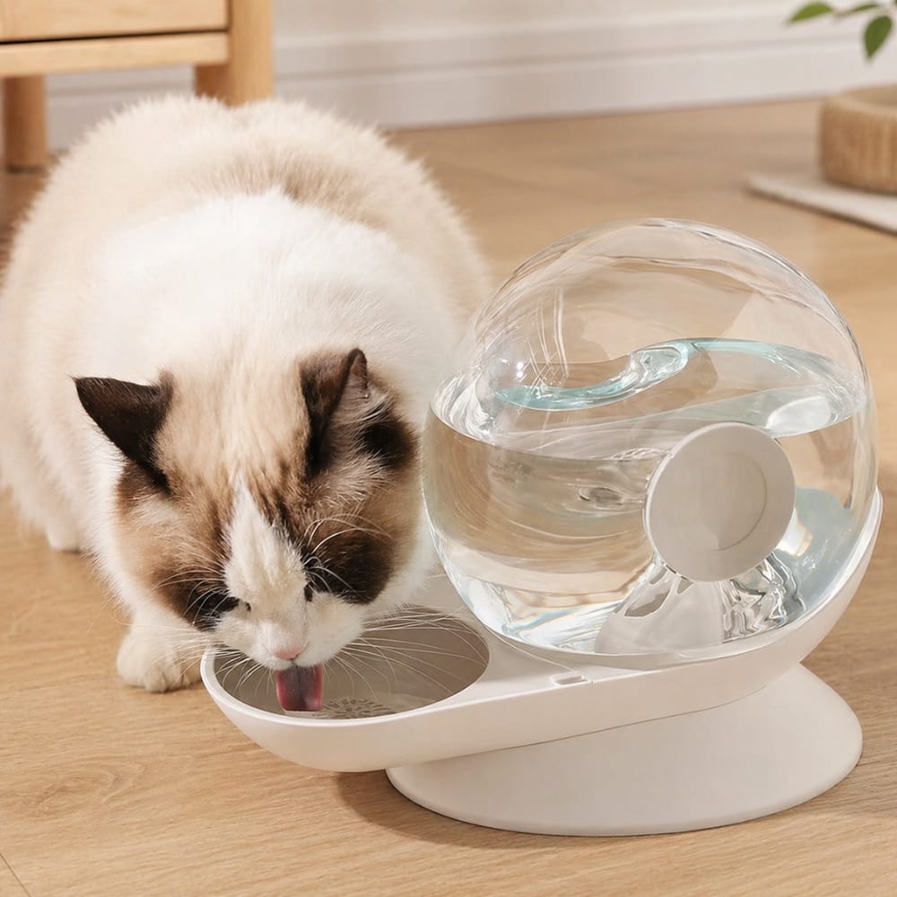 Chat Confort Fontaine à Eau Chat Sans Fil Fontaine à Eau Chat Sans Fil — Eau fraîche en continu Image