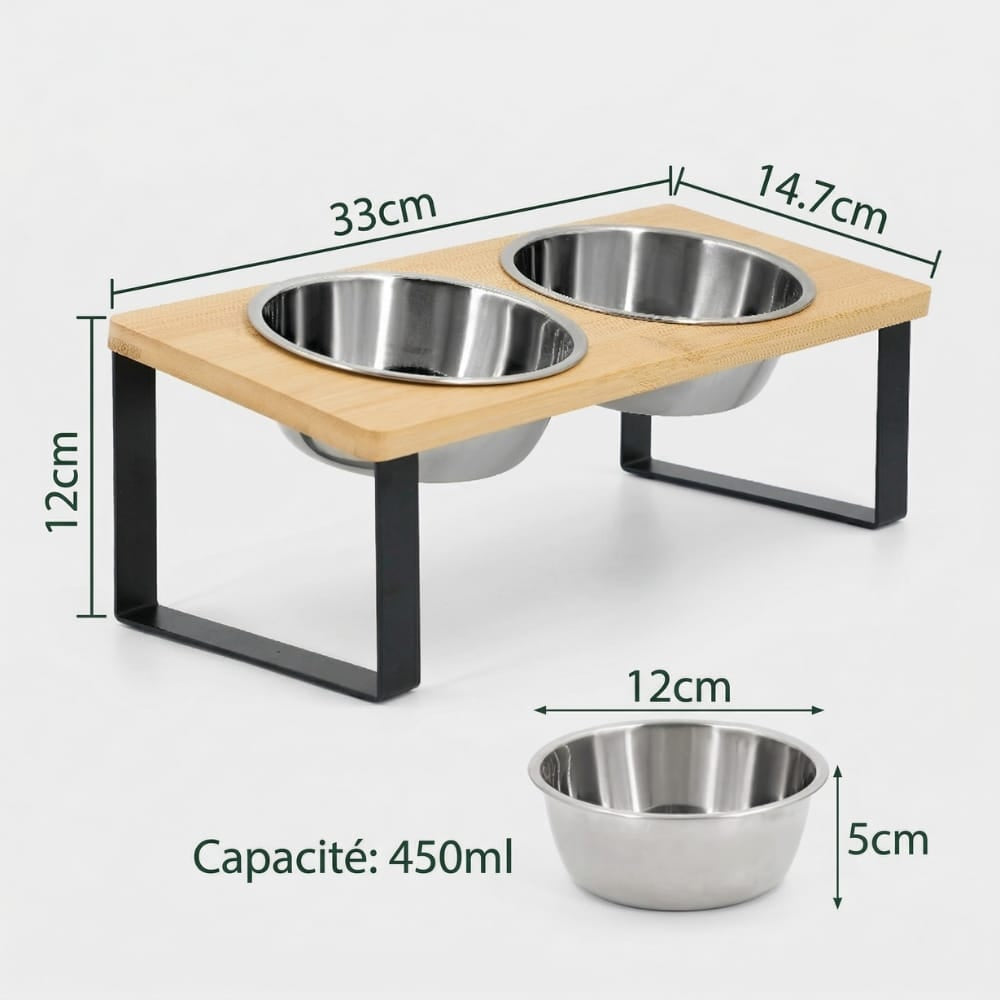 Chat Confort Gamelle Double Inox Chat Gamelle Double Inox Chat - Prête à nourrir