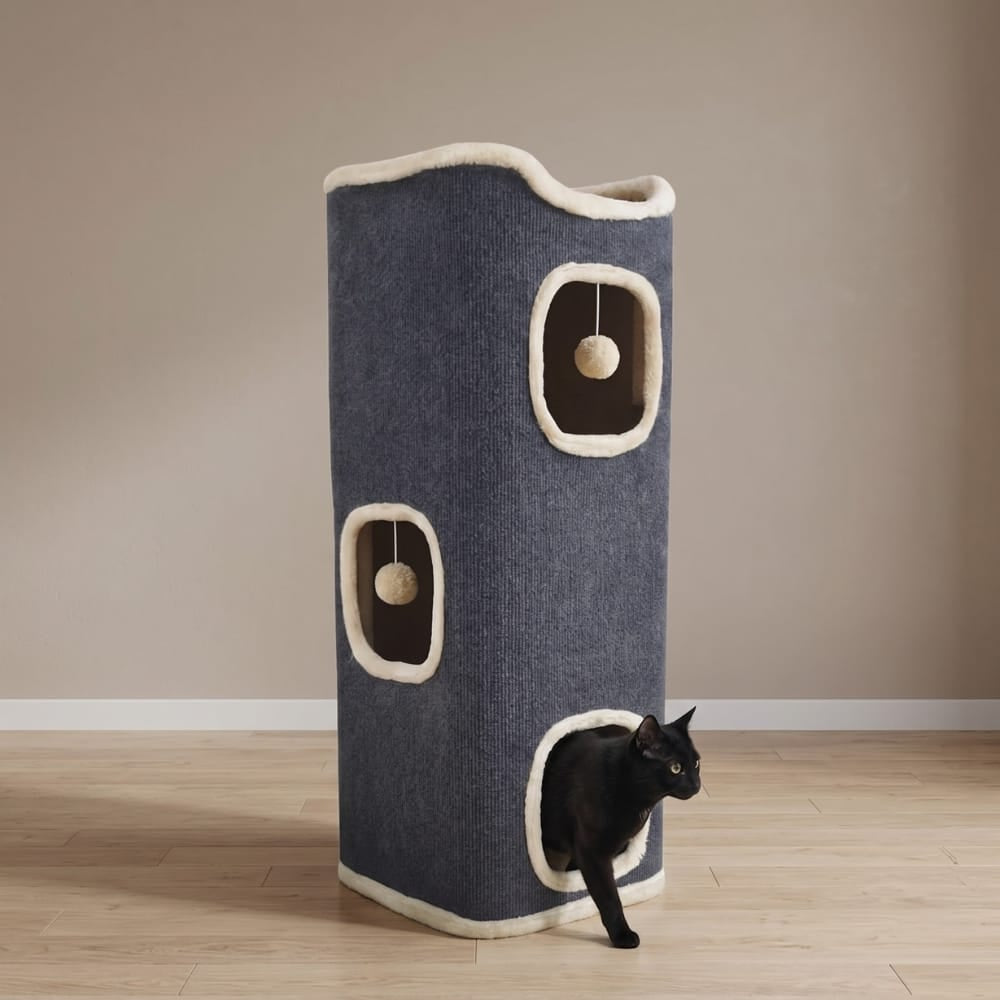 Chat Confort Tour Pour Chat à 3 Étages Tour Pour Chat à 3 Étages - Offrez confort et jeu Image
